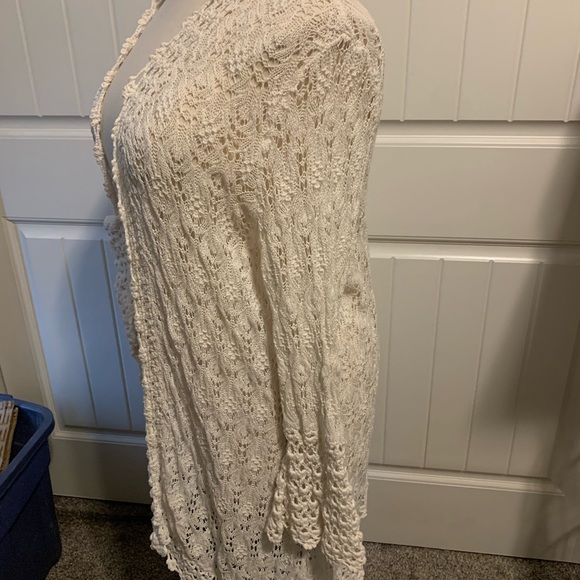O-10 Isaac Mizrahi White Crochet Cardigan/Duster Size 3X - Picture 2 of 4